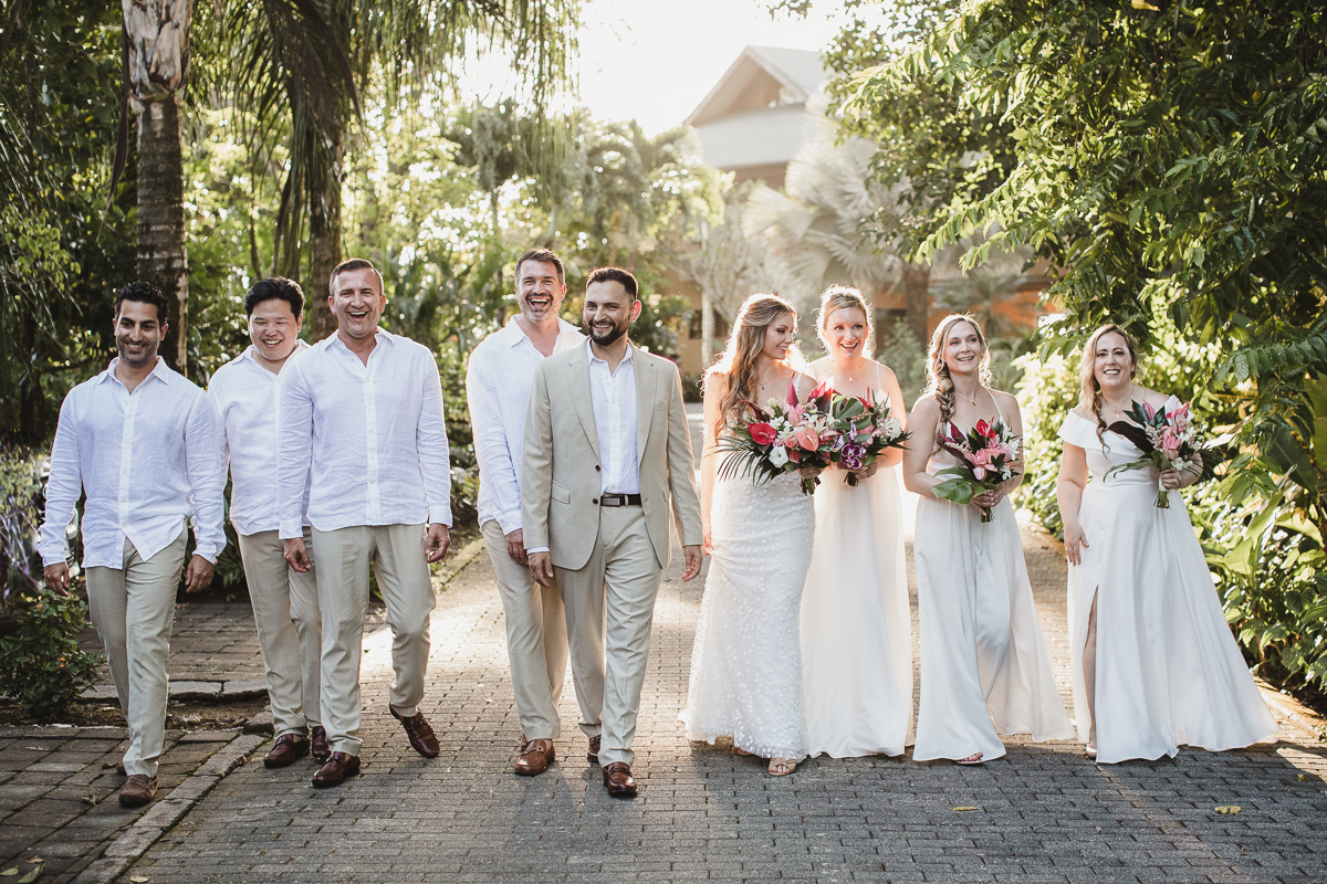 wedding party celebrates before ceremony